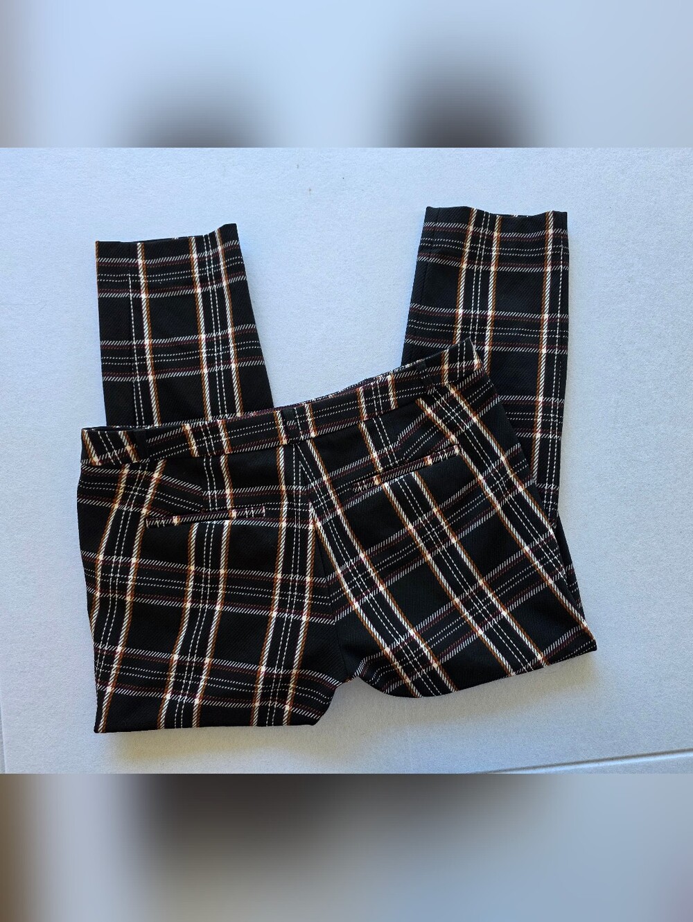 Banana Republic Black Striped Dress Pants with Orange & Pink Accents